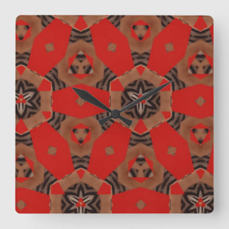Red Stars Clock Fyrkantig Klocka
