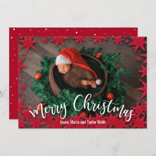 Red Stars jul Tillkännagivande för födelse Julkort