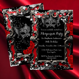 Red Stars Magical Night Masquerade Party Halloween Inbjudningar