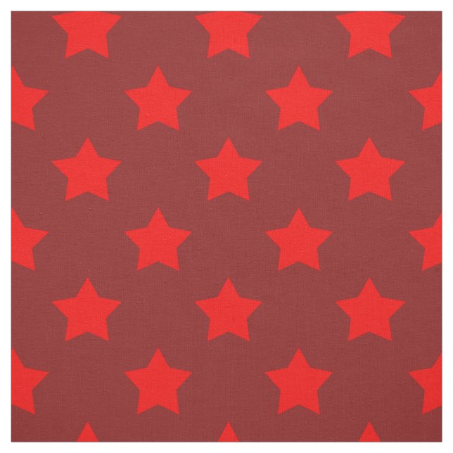 Red Stars Maroon Background Textile Tyg (Provkarta)
