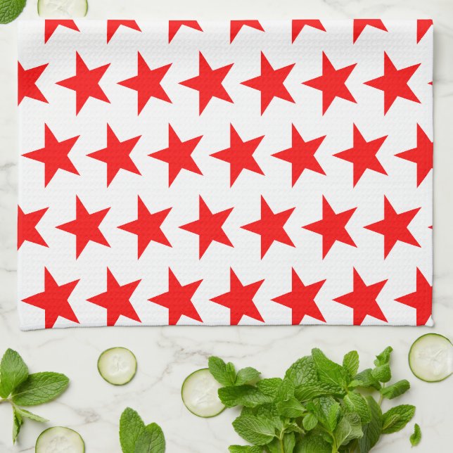 Red Stars Mönster Kökshandduk (Vikta)