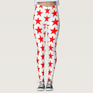 Red Stars Mönster Leggings