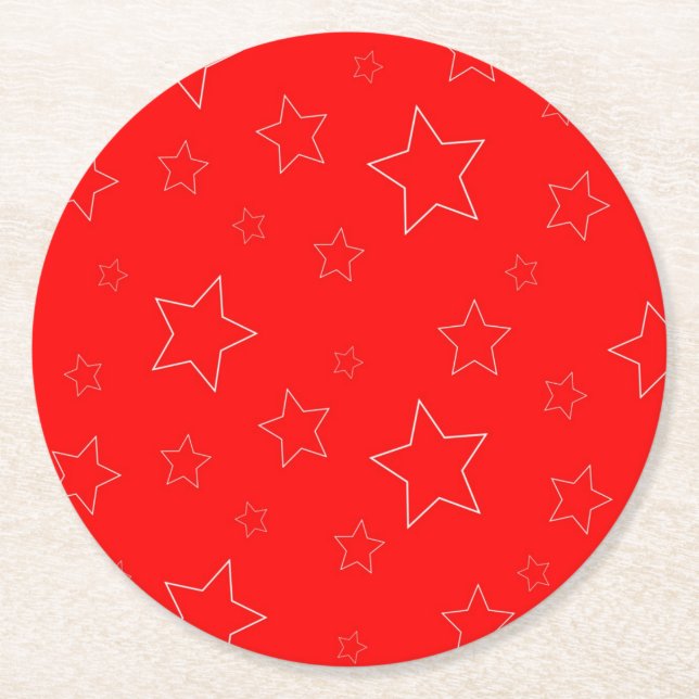 Red Stars Papper Underlägg Rund (Framsidan)