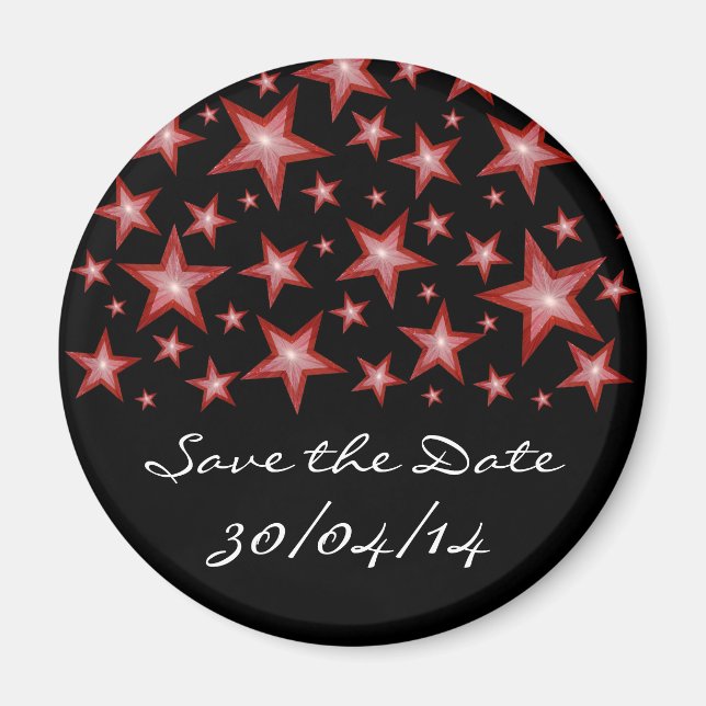 Red Stars 'Save the Date'-kylmagnet svart Magnet (Framsidan)