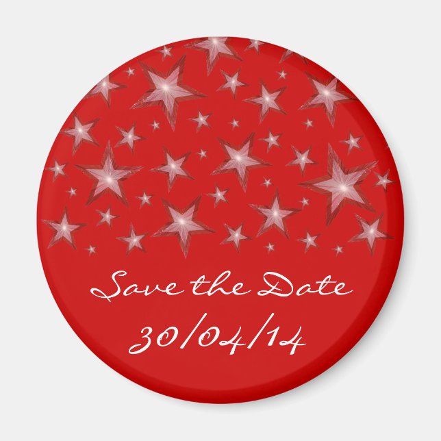 Red Stars 'Save the Date'-kylskåpsmagnet röd Magnet (Framsidan)