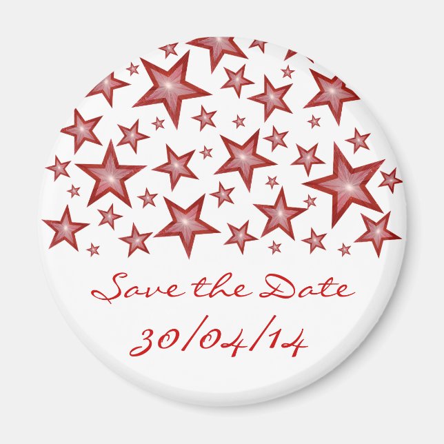 Red Stars 'Save the Date'-kylskåpsmagnet white Magnet (Framsidan)