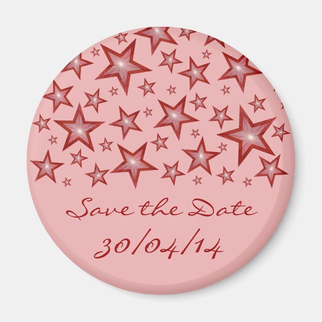 Red Stars "Save the Date"-rosa för kylmagnet Magnet (Framsidan)