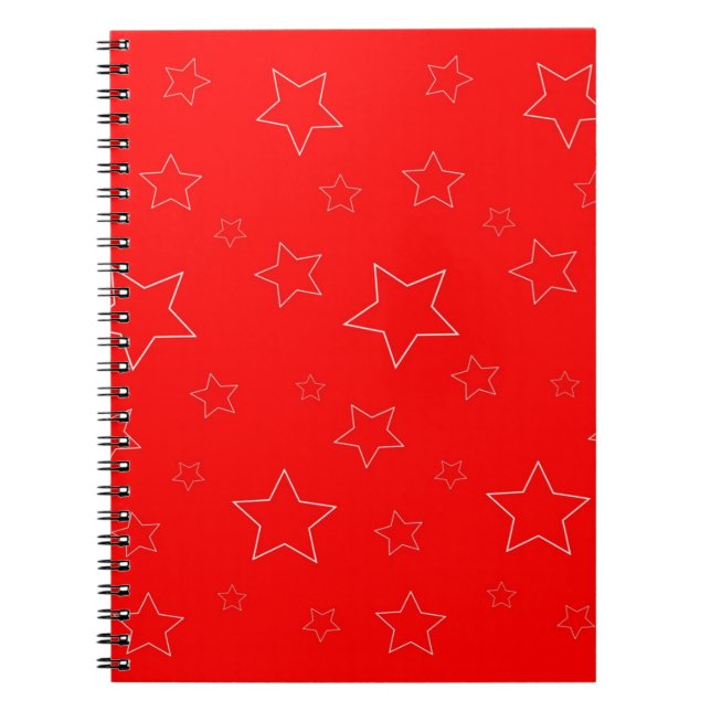 Red Stars Spiral fotopatbok för bärbara datorer Anteckningsbok (Framsidan)