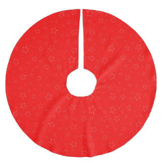 Red Stars Tree Skirt Julgransmatta Borstad Polyester