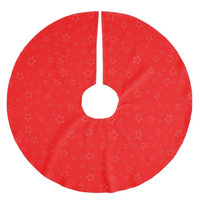Red Stars Tree Skirt Julgransmatta Borstad Polyester (Framsidan)