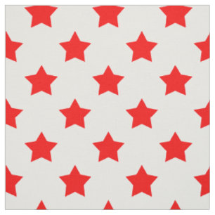 Red Stars White Background Textile Tyg