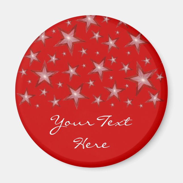 Red Stars 'Your Text'-kylskåpsröd Magnet (Framsidan)