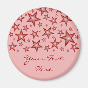Red Stars 'Your Text'-rosa för kylskåp Magnet