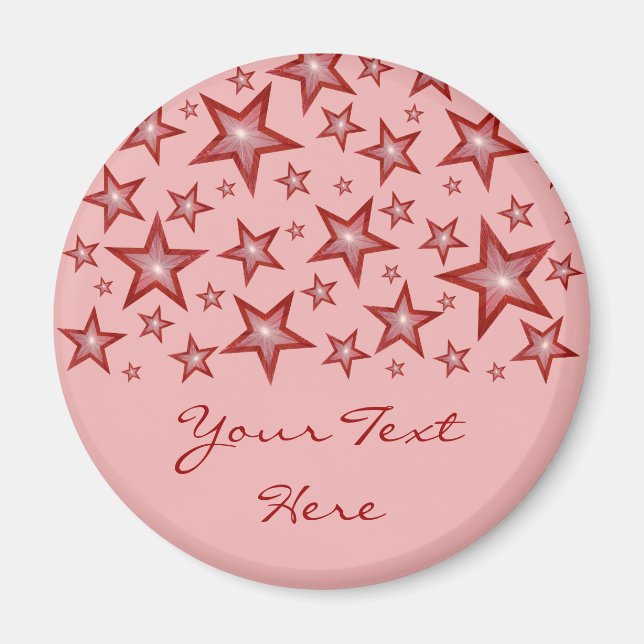Red Stars 'Your Text'-rosa för kylskåp Magnet (Framsidan)
