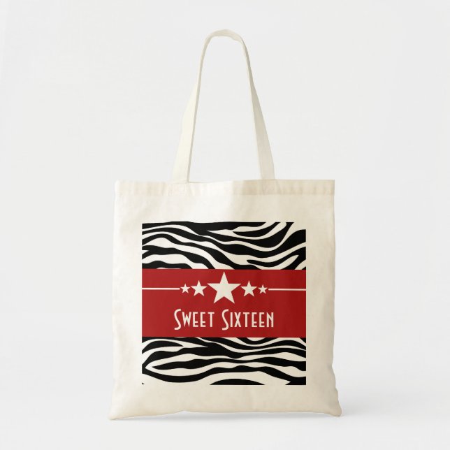 Red Stars Zebra tryck Sweet 16 Bag Tygkasse (Framsidan)