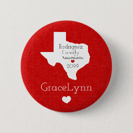 Red State of Texas Family Reunion Button Knapp