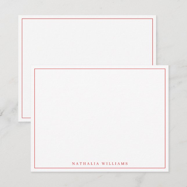 Red Stationery med minimalistisk grundläggande Per Anteckningskort (Fram/baksida)