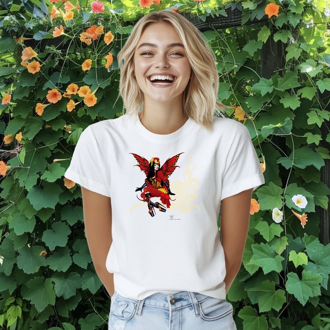 Red Steampunk Fairy Octopus T Shirt (Skapare uppladdad)