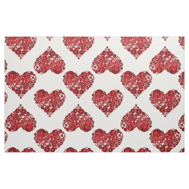 Red Steampunk Hearts Tyg (Fat Quarter)