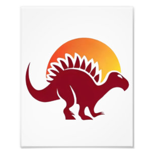 Red Stegosaurus Sunset Silhouette Fototryck