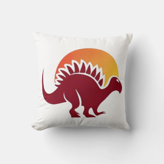 Red Stegosaurus Sunset Silhouette Kudde (Framsida)