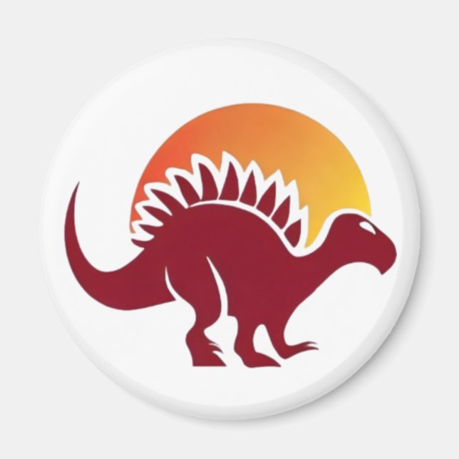 Red Stegosaurus Sunset Silhouette Magnet (Framsidan)