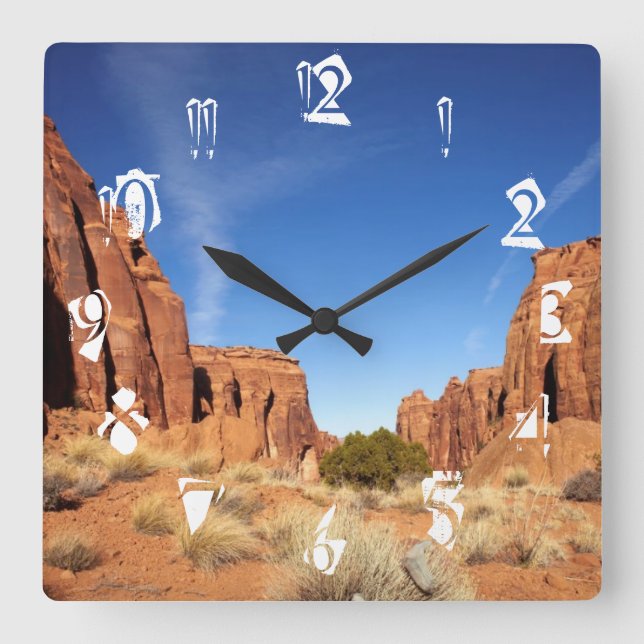 Red Sten Canyon Fyrkantig Klocka (Framsida)