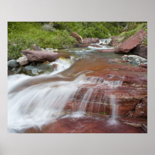 Red sten i Baring Bäck i Glacier National Poster
