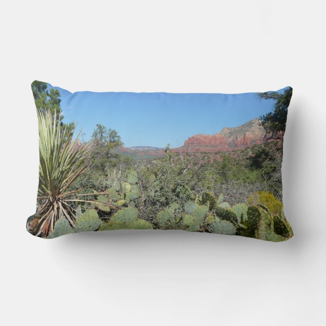 Red Sten och Cacti I Lumbarkudde (Framsida)