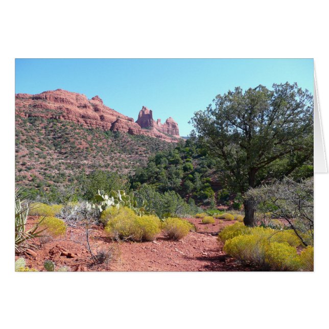 Red Sten och Cacti II i Sedona Arizona Hälsningskort (Framsidan Horizontal)