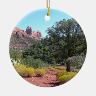 Red Sten och Cacti II i Sedona Arizona Julgransprydnad Keramik