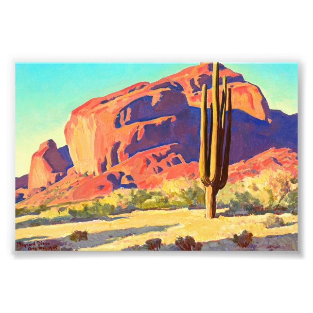Red Sten och Cactus av Maynard Dixon Fototryck (Framsidan)
