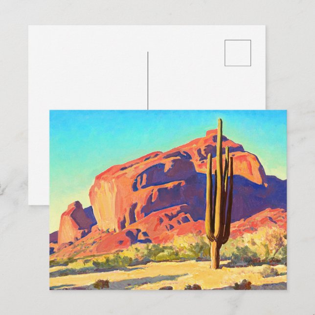 Red Sten och Cactus av Maynard Dixon Inbjudan Vykort (Fram/baksida)