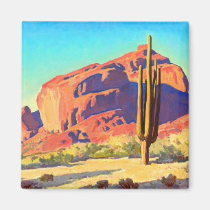 Red Sten och Cactus av Maynard Dixon Magnet
