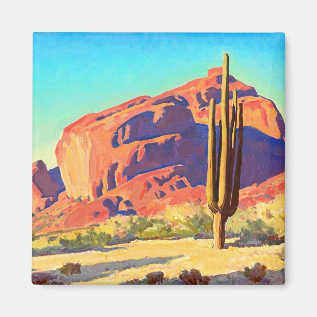 Red Sten och Cactus av Maynard Dixon Magnet (Framsidan)