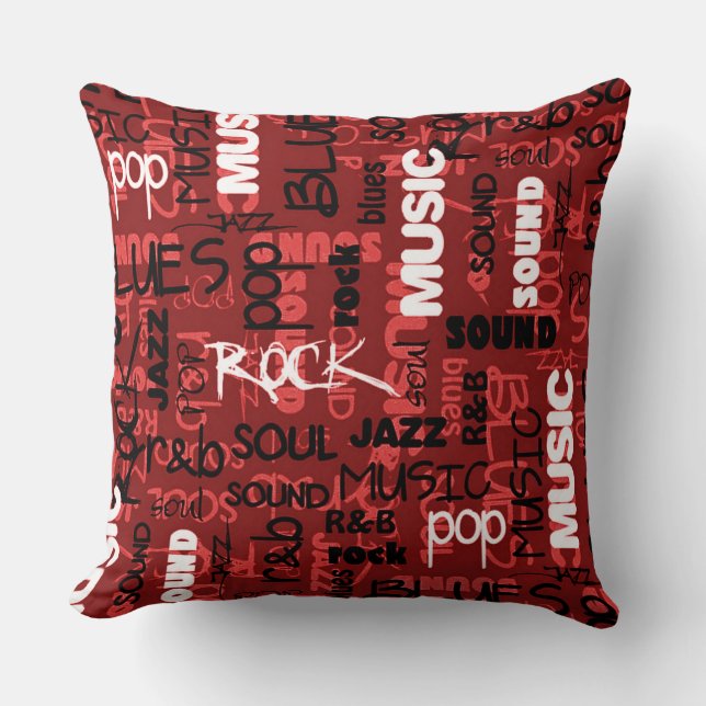Red Sten Pop R & B Music Text Dekorativ kudde (Framsida)