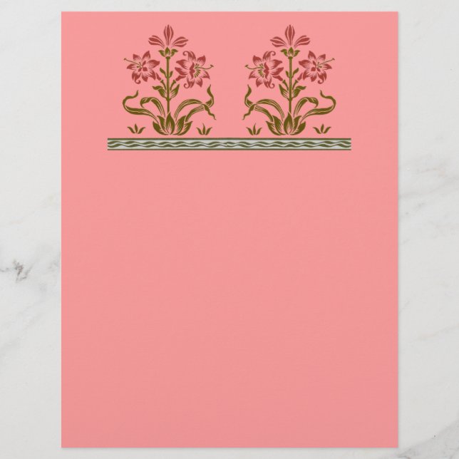 Red Stencied Flower Design Rosa Scrapbook Papper (Framsida)