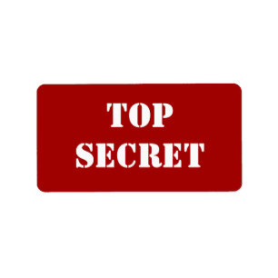 Red Stencil Top Secret Adressetikett