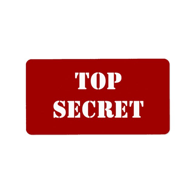 Red Stencil Top Secret Adressetikett (Framsidan)