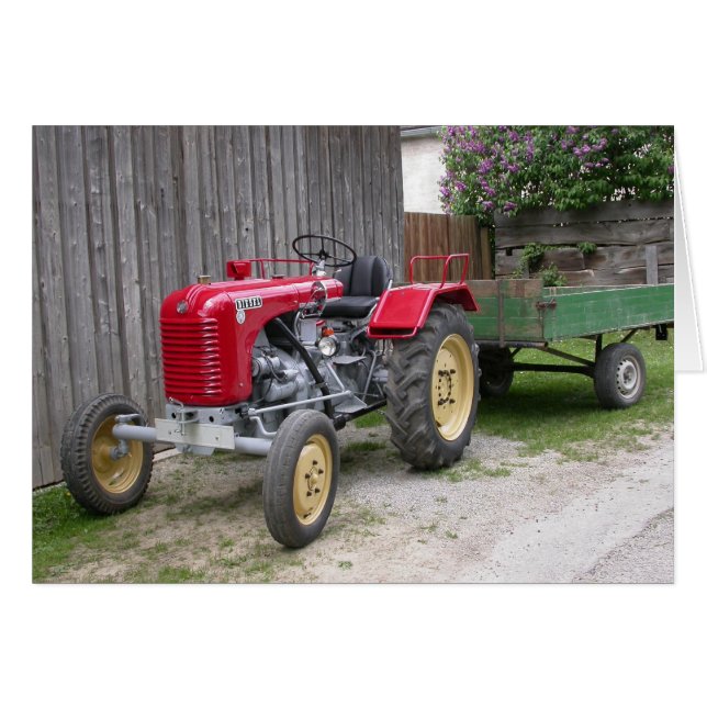 Red Steyr Tractor T84 Hälsningskort (Framsidan Horizontal)