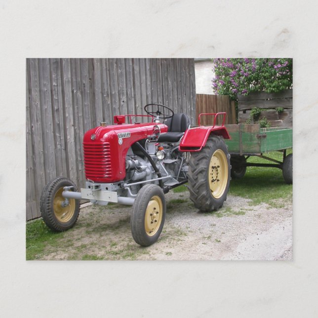 Red Steyr Tractor T84 Vykort (Framsida)