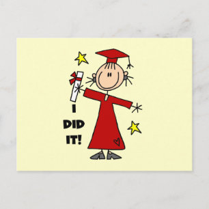 Red Stick figur Girl Student Meddelande Vykort