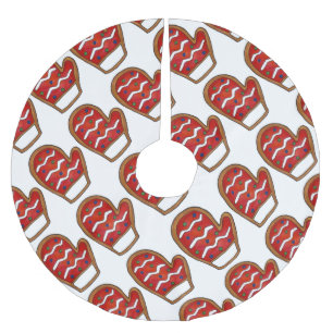 Red Sticka Sugar Cookie Mitten Jul Baking Julgransmatta Borstad Polyester