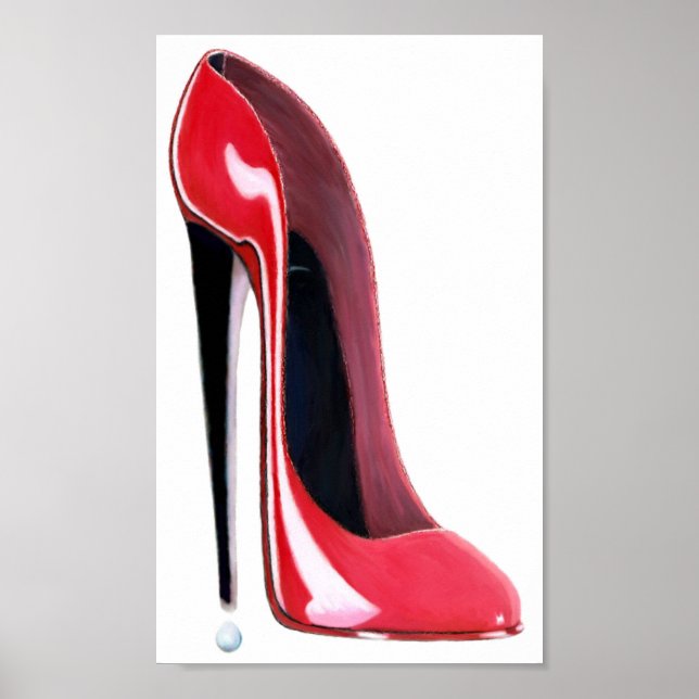 Red Stiletto High Heel Shoe Art Poster (Framsidan)