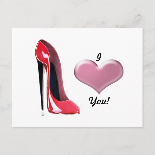 Red Stiletto High Heel Shoe Art Vykort (Framsida)