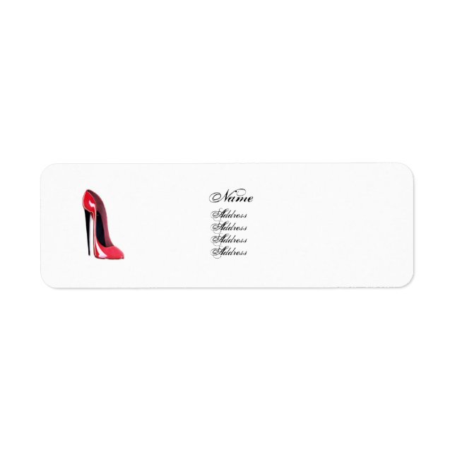 Red Stiletto Shoe-etikett Returadress Etikett (Framsidan)
