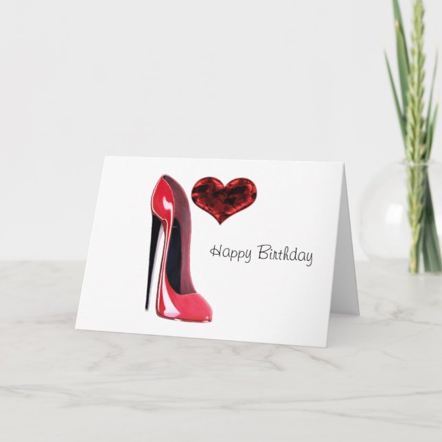 Red Stiletto Shoe och 3D Heart Kort (Framsida)