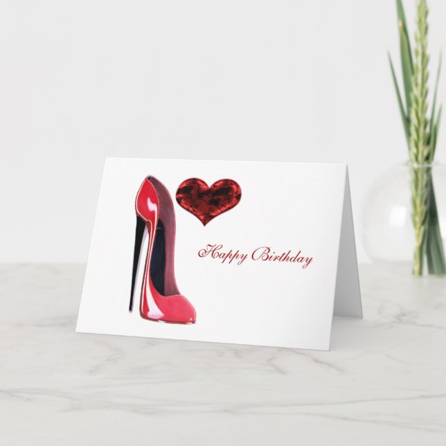 Red Stiletto Shoe och 3D Heart Kort (Framsida)