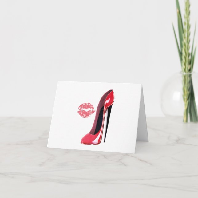 Red Stiletto Shoe och Kiss Kort (Framsida)