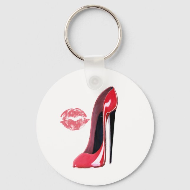 Red Stiletto Shoe och Kiss Nyckelring (Framsida)